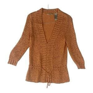 Stamp 10 women's medium knit Cardigan in Rich Orange peach crochet